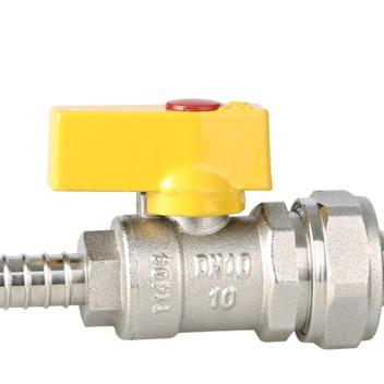 China Commercial Kitchen 3/8 Inch Compression Brass Gas Gas Ball Valve With Hose Barb for sale