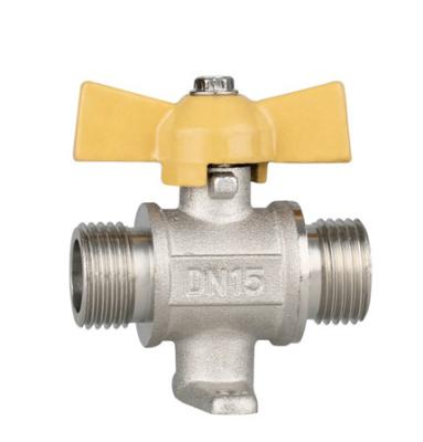 China 1/2 Inch General Gas Wall Mounted Male Brass Ball Valve With Butterfly Handle for sale