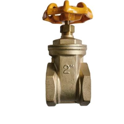 China General 2 Inch NPT BSP Threaded Brass Gate Valve With Yellow Steel Handwheel for sale