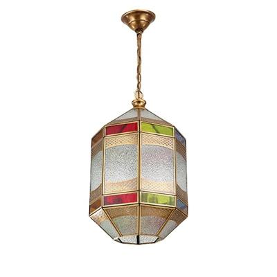 China Luxury Decorative Handmade Copper Lighting Copper Glass Pendant Light for sale