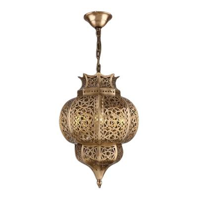 China Middle Hollow Carving Gold Lantern Chandelier With Switch Control for sale