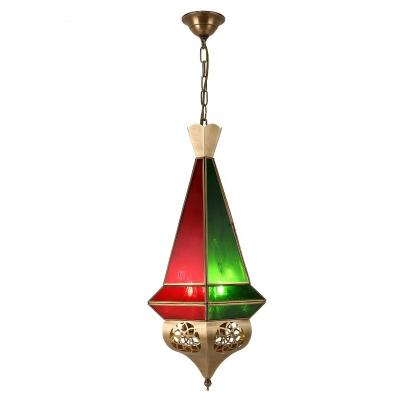 China Lamp Luminous Flux lm 80 Handmade Copper Chandelier for Arab Muslim Vintage Style Stained Glass Interior Lighting Fixtures for sale