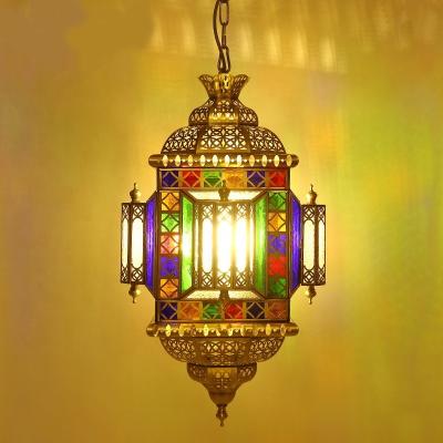 China Zuidoost-Azië markt koper kroonluchter met glas in kleur dimmer ondersteuning 5 kg gewicht Retro Arabische moslim stijl Te koop