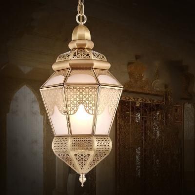 China 180° straalhoek koperglaskandelaar voor moderne interieurverlichting in Arabisch-moslim Vintage stijl decoratief licht Te koop