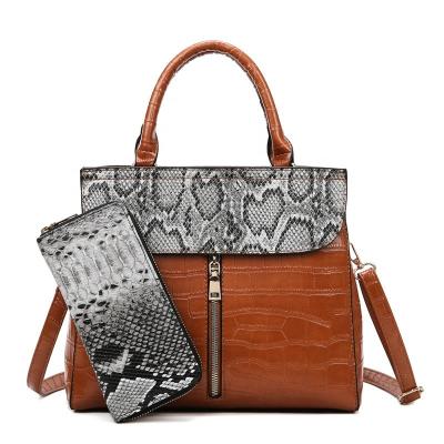 China New Arrival Custom Function Handbag Snake Pattern 2PCS Set Bag Luxury Handbags For Women Factory Wholesale for sale