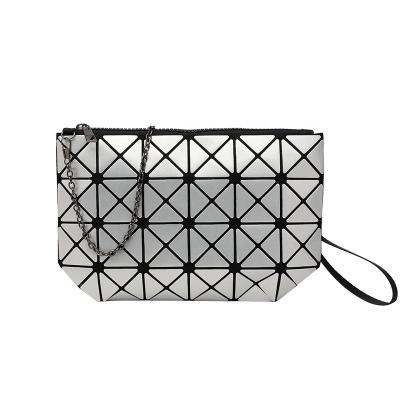 China Hot Selling PVC Geometric Folding Portable Cosmetic Make Up Case Zipper Organizer Cross - Body Bag For Ladies for sale