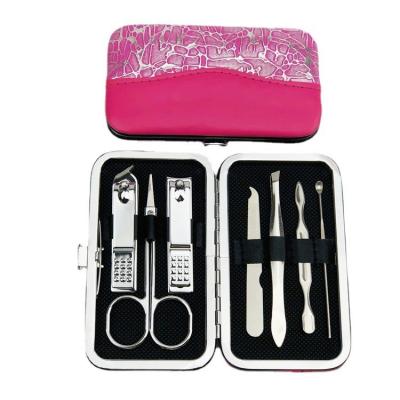 China Finger Nail+foot Nail Logo Printing 7pcs Manicure Set Professional And Pedicure Tools Stainless Steel Clippers for sale