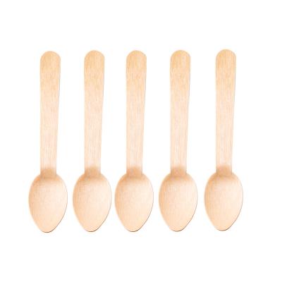 China Wholesale Price 14cm Disposable Hot Sale Disposable Wooden Spoon Accepting Custom Logo for sale