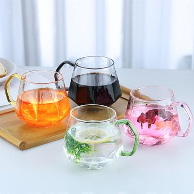 China Wholesale Hot Sale Factory Price Viable 450ml Colored Handle Glass Coffee Mug for sale