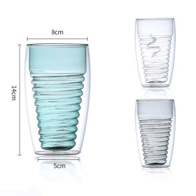 China Viable High Quality Colored Coffee Mug Borsilicate Double Walled Drinking Glasses Coffee Cup Double Wall Mugs for sale