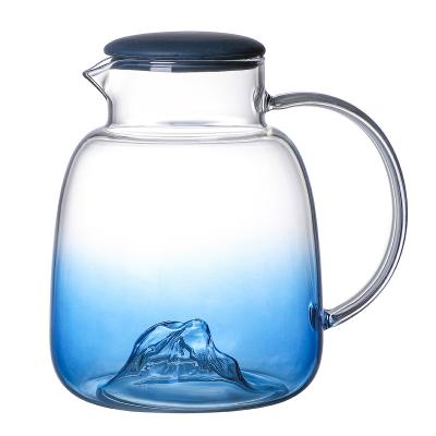 China 2021 Sustainable Hot Selling 1800ml Hand Borosilicate Pitcher Set Blown Glass for sale