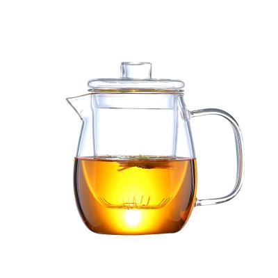 China 100% Viable Mouth Wholesale Price 500ml Blown Glass Teapot With Glass Infuser for sale