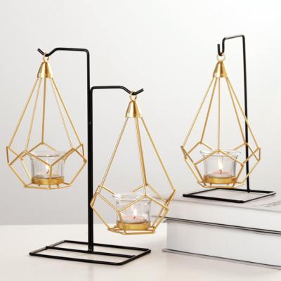 China Europe wholesale price hot selling hanging candle glass holder with metal holder for sale