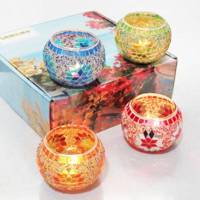 China Home Decoration Hot Selling Wholesale Factory Price 4pcs Set Mosaic Candle Holder for sale