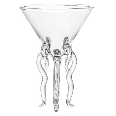 China Wholesale custom design hot sale lead free octopus martini glass mouth blown clear cocktail glass for sale