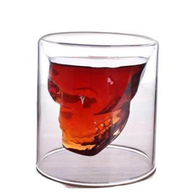 China Hand Design 75ML Lead Free Skull Glass Hot Selling Blown Fancy Shot Glass for sale