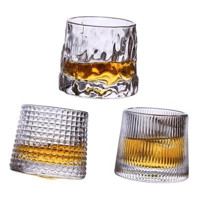 China Popular Rotating Whiskey Glass High Quality Wholesale Price Lead Free Glass New Design for sale