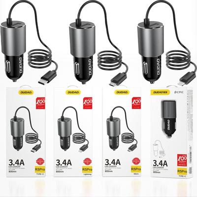 China For iPhone IOS Samsung Android Phone High Quality DUDAO R5PRO Dropshipping 2.4A USB Car Charger With Cable For iPhone Car Charger With Cable for sale