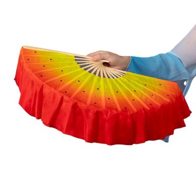 China Strong Fire Rib Double Sided Shorts Colorful Handmade Silk Prop Veil Bamboo Fan For Adults Kids Yangko Belly Dance Hot Size 41cm for sale