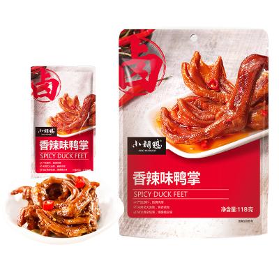 China Natural Spicy Chan Vit Cay Palm Claw Vacuum Packed Halogen Snacks 118g Xiao Hu Duck Feet Paw China Snack Pocket Food for sale