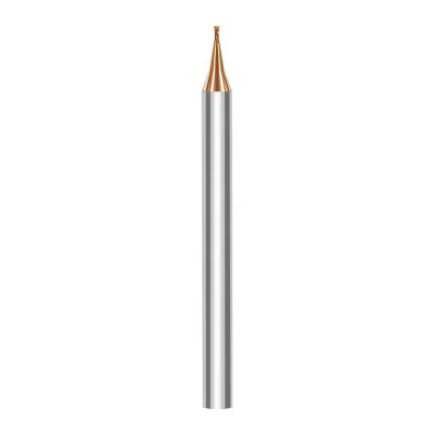 China Carbide 0.1mm Diameter 2 Flutes Micro Ball Nose End Mills / End Mills Long Neck Square CNC End Mill for sale