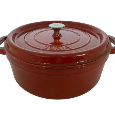 China Sustainable Enamel Pot China Supplier Round cocotte Cherry Cookware 18CM Classic type Red cookware for sale