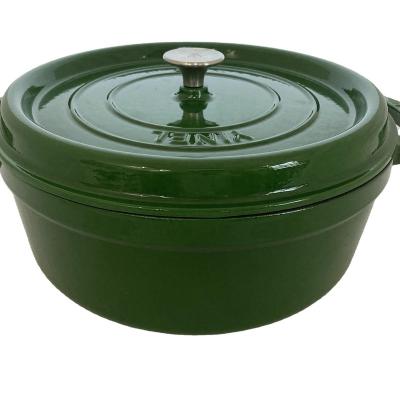 China Sustainable 10pcs China Supplier Green round 24cm Enamel pot cookware for Morden Kitchen for sale