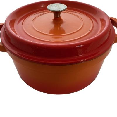 China Sustainable 10pcs China Supplier Gradual-red round 24cm Enamel pot cookware for Morden Kitchen for sale