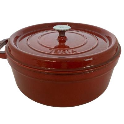 China Sustainable 10pcs China Supplier Red round 28cm Enamel pot cookware for Morden Kitchen for sale