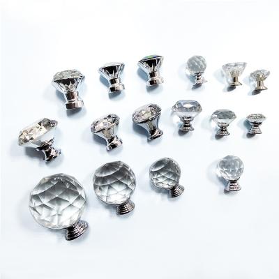 China Trodos Modern Overhead Drawer Glass Wardrobe Pull Knobs With Screws Handle Crystal Decoration Handles Furniture Furnitur for sale