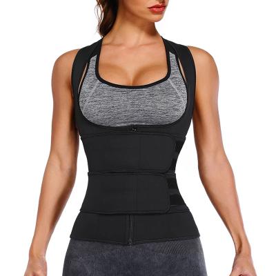 China Neoprene Suana Zipper Tank Top Weight Loss Cincher Body Shaper Waist Trimmer Waist Trainer Vest Antibacterial for sale