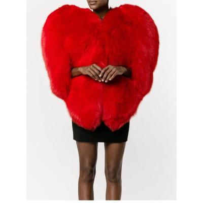 China 2021 A3369 Anti-Shrink Plus Size Christmas Winter Faux Fur Ladies Coat Red Heart Shaped Jacket For Mature Women Cropped Stripper Jacket for sale