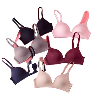 China Antibacterial Girls Shape Simple Solid Color Push Up T-shirt Bra Wireless Comfort Women Seamless Bra for sale