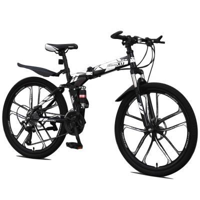 China Popular 26 inch high carbon folding bike 21/24/27-speed 10 spoke full suspension mountain bicycle mtb for sale for sale