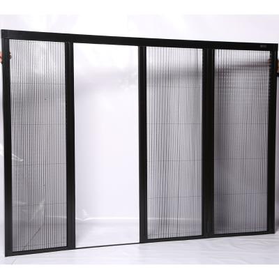 China Modern Barrier Free Pleated Trackless Sliding Mesh Screen Aluminum Alloy Screen Door for sale