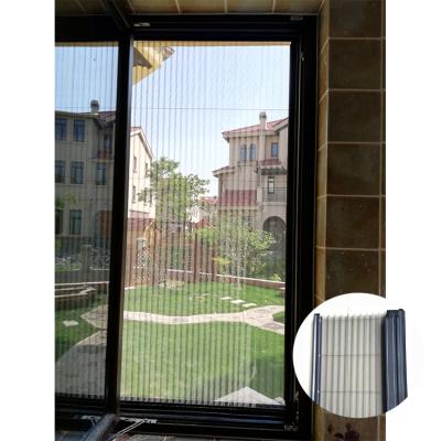 China Folding Screen GM _GB Sample Aluminum Alloy Mini Anti-insect Pleated Retractable Fly Screen Window for sale