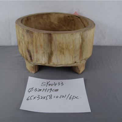 China Good Home Sale Paulownia Wood Round Pot With Legs for sale