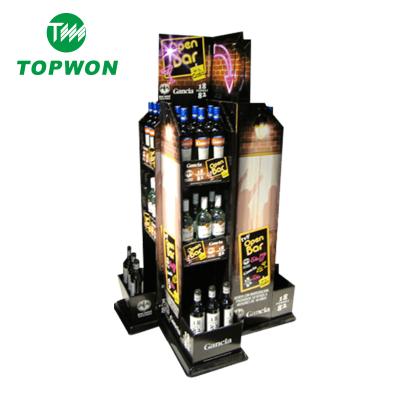 China Customized Eco-friendly Floor Retail POS Topwon POP Promotional Cardboard Advertising Display Stand For Beer for sale