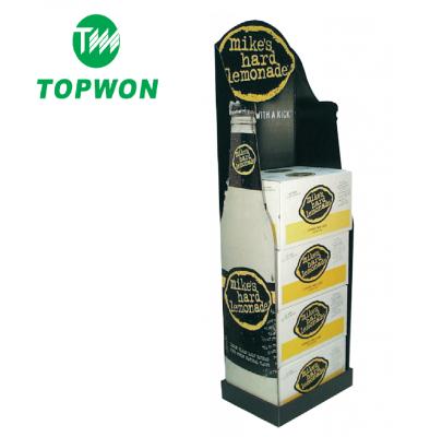 China Topwon POS Shop Beverage Floor Display Rack Cardboard Beer Case Stacker Eco-friendly for sale