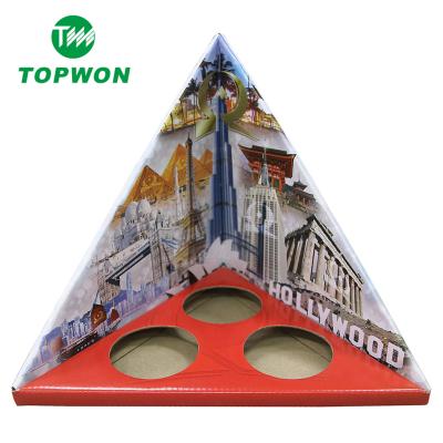 China Topwon Eco-friendly Factory Triangular Prism Custom Cardboard Display Counter for sale