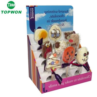 China Topwon Eco - Friendly Retail Custom Printed Small Corrugated Lollipop Counter Presentation Boxes Cardboard for sale