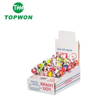 China Eco-friendly Topwon Retail Candy Cakes Sweet Lollipop Counter Display PDQ Cardboard Shop Display for sale