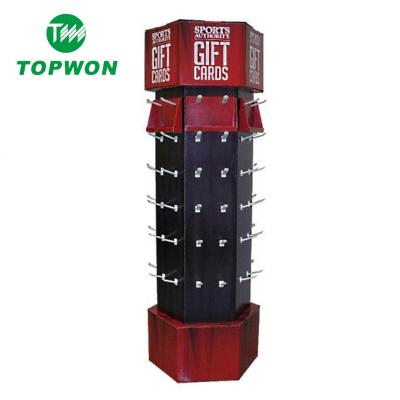 China Topwon Eco-Friendly Custom Recyclable Floor Cardboard Tower-Able Hook Display For Electronics for sale