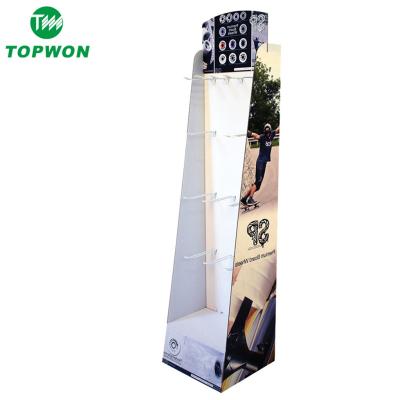 China Eco-friendly Topwon POP Supermarket Floor Hook Show Simple Free Standing Cardboard Display For Pocket for sale