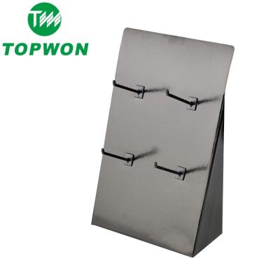 China Topwon Retailer Custom Hook PDQ Eco-friendly Corrugated Cardboard Keychain Counter Display Stand for sale