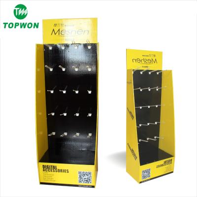 China Eco-friendly Topwon Customized Printing Advertising Floor Cardboard Peg Hook Display for sale