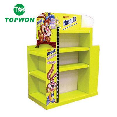 China Topwon Supermarket Pallet Display Snack Stand Cardboard Eco-friendly Custom Floor Display for sale