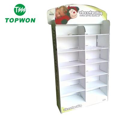 China Topwon POP Eco-friendly Supermarket Display Quarter Shelf Cardboard Floor Pallet Cover Paper Displays for sale