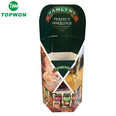 China Topwon 2020 Hot Sale CMYK Printing Eco-friendly Custom Design Corrugated Cardboard Bin Hexagon For Retail Snacks for sale