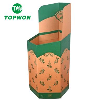 China Topwon POP Eco-friendly Custom Retail Recycle Printed Hexagon Toys Corrugated Cardboard Bins Display for sale